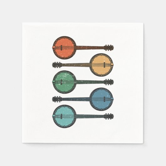 バンジョー楽器カントリーミュージックアコースティックブルーギフト スタンダードカクテルナプキン (正面)