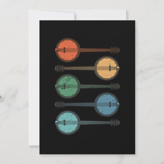 バンジョー楽器カントリーミュージックアコースティックブルーギフト 招待状 (正面)