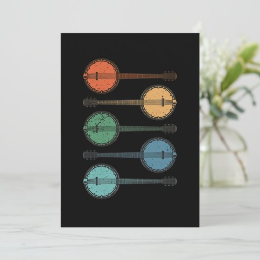 バンジョー楽器カントリーミュージックアコースティックブルーギフト 招待状 (スタンド正面)