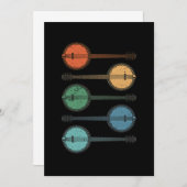 バンジョー楽器カントリーミュージックアコースティックブルーギフト 招待状 (正面/裏面)