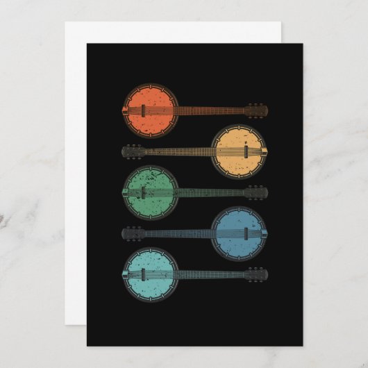 バンジョー楽器カントリーミュージックアコースティックブルーギフト 招待状 (正面/裏面)