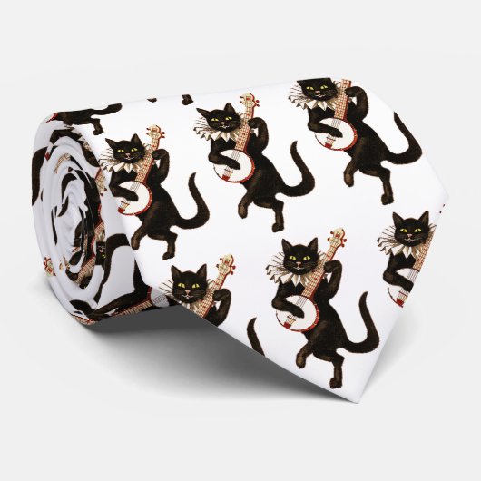 バンジョー猫を踊り、遊ぶおもしろいなヴィンテージ ネクタイ (ロール)