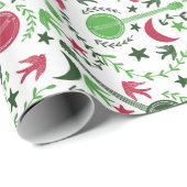 バンジョー選手のためのクリスマスフォークアートパターン ラッピングペーパー (ロールコーナー)