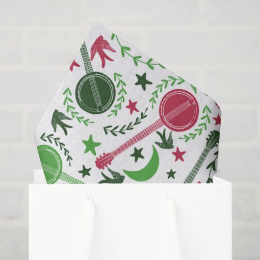 バンジョー選手のためのクリスマスフォークアートパターン 薄葉紙 (ギフトバッグ)