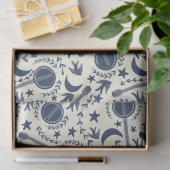 バンジョー選手のためのブルーとクリームフォークアートパターン 薄葉紙 (ギフト)