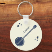 バンジョー選手のネイビーパーソナライズされたブルー キーホルダー (正面)