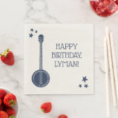 バンジョー選手のネイビーブルーパーソナライズされたパーティー スタンダードランチョンナプキン (インサイチュ)