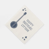 バンジョー選手のネイビーブルーパーソナライズされたパーティー スタンダードランチョンナプキン (角)