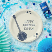 バンジョー選手のネイビーブルーパーソナライズされたパーティー ペーパープレート (パーティー)