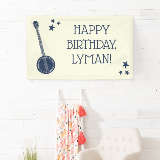 バンジョー選手のネイビーブルーパーソナライズされたパーティー 横断幕 (インサイチュ)