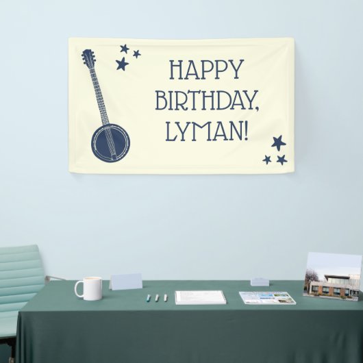 バンジョー選手のネイビーブルーパーソナライズされたパーティー 横断幕 (トレードショー)