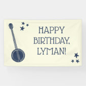 バンジョー選手のネイビーブルーパーソナライズされたパーティー 横断幕 (横)