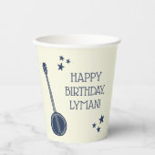 バンジョー選手のネイビーブルーパーソナライズされたパーティー 紙コップ (正面)