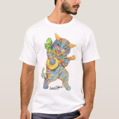 バンジョー音楽を遊んでいるヴィンテージのWainの虎猫猫 Tシャツ (正面)