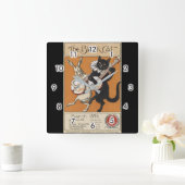 バンジョー、未知の芸術家を演奏している黒猫 スクエア壁時計 (ホーム)