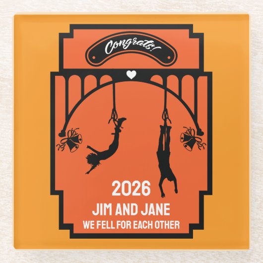 バンジージャンプ結婚の贈り物 ガラスコースター (正面)