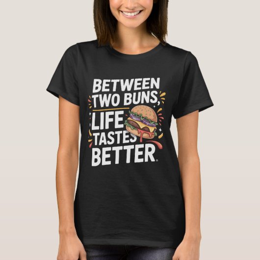 バンズに挟まれたバーガー引用Tシャツ Tシャツ (正面)