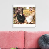 バンタム・コーチンのねずみと木に覆われた環境の鶏 キャンバスプリント (インサイチュ (リビング))