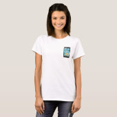 バンダイ付き悲しいひび割れたスマートフォンのキャラクター Tシャツ (正面フル)