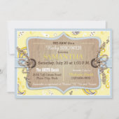 バンダナのプリントの揺り木馬のカウボーイのベビーシャワー 招待状 (裏面)