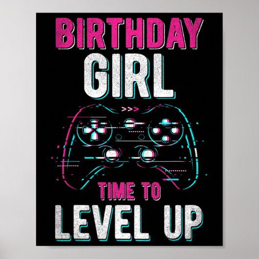 バンダナを着けた女の子 ゲーム風 誕生日パーティー グッズ ポスター (正面)