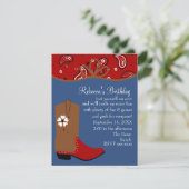 バンダナアンドラッソ女性のカーボーイ誕生日 招待状 (スタンド正面)