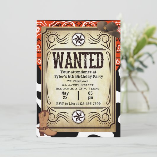 バンダナカウボーイバースデーパーティーの招待 招待状 (スタンド正面)