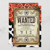 バンダナカウボーイバースデーパーティーの招待 招待状 (正面/裏面)