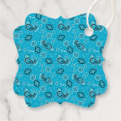 バンダナグリーンブルーパターン名門私立校風のレトロ2トーン フェイバータグ (裏面)