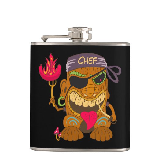 バンダナシェフティキとバーニングソーセージおもしろい、ブラック フラスク (正面)