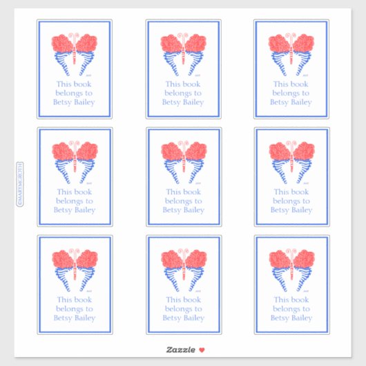 バンダナバタフライ蔵書票 シール (シート)