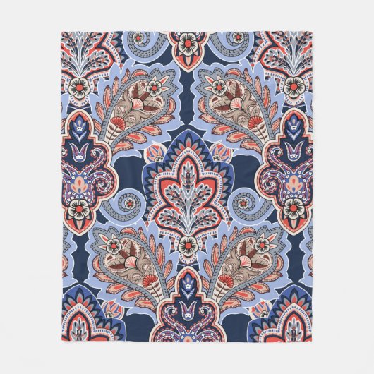 バンダナパターンとペイズリー要素。ヴィンテージ フリースブランケット (正面)