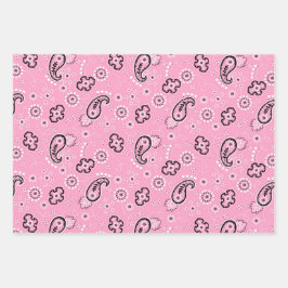 バンダナピンクグリーンブルークラシックレトロベビー ラッピングペーパーシート