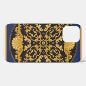 バンダナプリント:ブラックブルー金ゴールド。 Case-Mate iPhoneケース (裏面 (横))