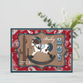 バンダナプリント&ロッキングホースカウボーイベビーシャワー 招待状 (スタンド正面)
