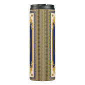 バンダナプリント(黒と青の背景、金ゴールドc) タンブラー (裏面)