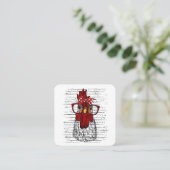 バンダナヘッドバンドとメガネかわいいチキン スクエア名刺 (スタンド正面)