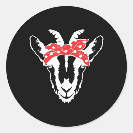 バンダナヤギの恋人おもしろい女性とヤギ ラウンドシール (正面)