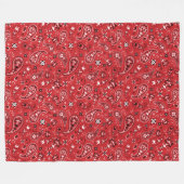 バンダナレッドペイズリー フリースブランケット (正面(横))