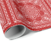 バンダナ赤と白デザインラッピング紙 ラッピングペーパー (ロールコーナー)