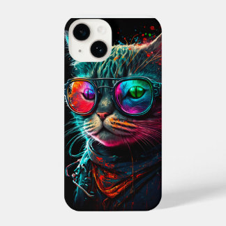 バンダナ&サングラスiphoneのPshychaselic cat iPhone 14ケース