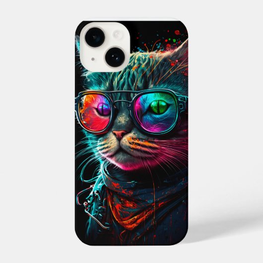 バンダナ&サングラスiphoneのPshychaselic cat iPhoneケース (裏面)