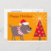 バンダナ·ドッグ&クリスマスツリーオレンジ シーズンポストカード (正面/裏面)