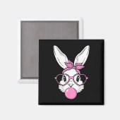 バンダナ+ハート眼鏡のかわいいウサギの顔C マグネット (正面/裏面)