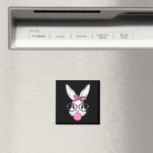 バンダナ+ハート眼鏡のかわいいウサギの顔C マグネット (インサイチュ (食洗機))