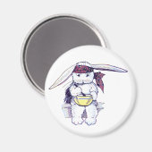 バンダンナと食べ物のシリアルを着たウサギ マグネット (正面/裏面)