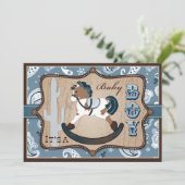 バンダンナプリント&ロッキングホースカウボーイベビーシャワー 招待状 (スタンド正面)