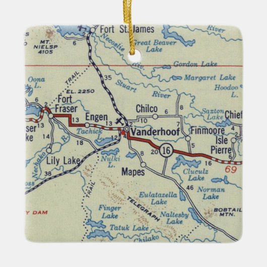 バンダーホフBCヴィンテージの地図 セラミックオーナメント (正面)