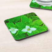 バンチベリーホワイトワイルドフラワー抽象芸術 コースター (左側)