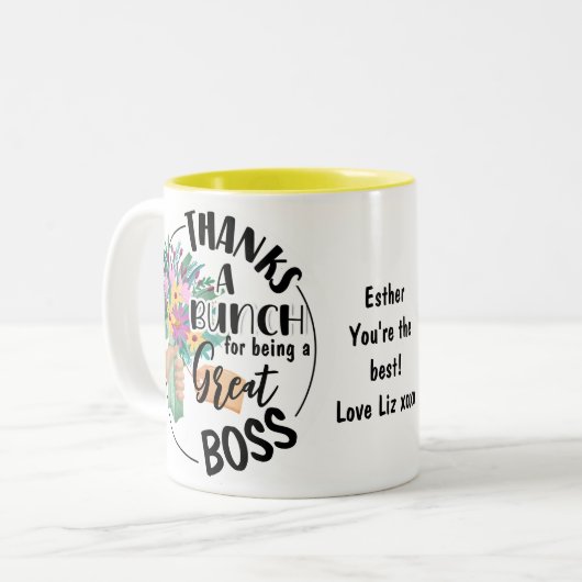 バンチ感謝していボスフローラ感謝ギフト ツートーンマグカップ (正面左)